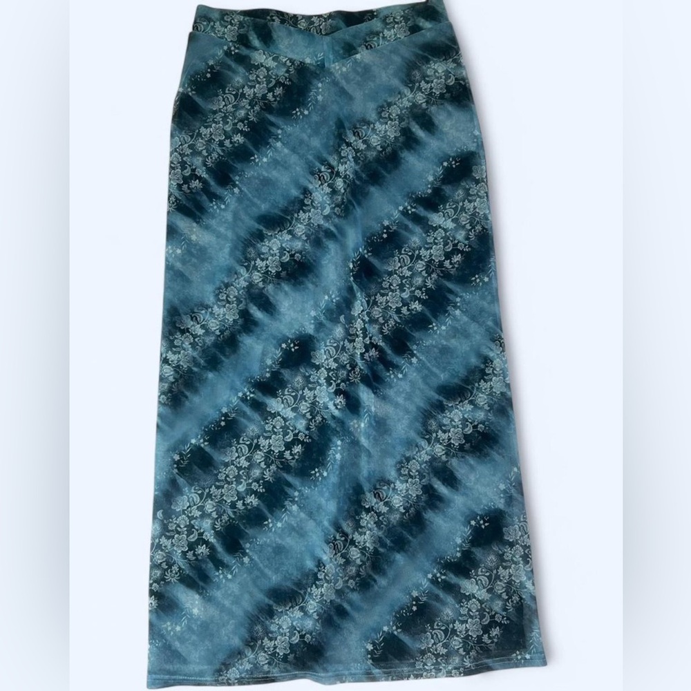 Urban outfitters maxi skirt with blue tie-dye and floral design